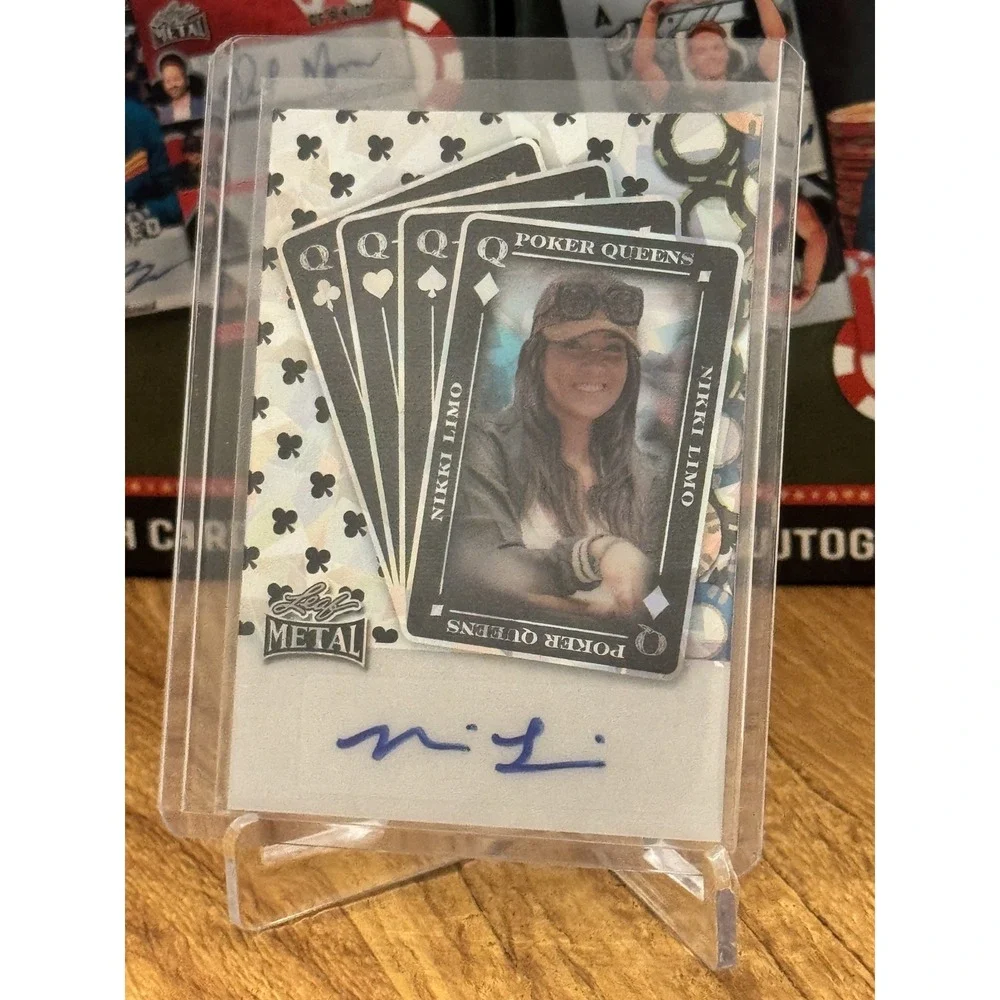2025 Leaf Metal Poker Nikki Limo Poker Queens Silver 1/1 Auto Autograph Card